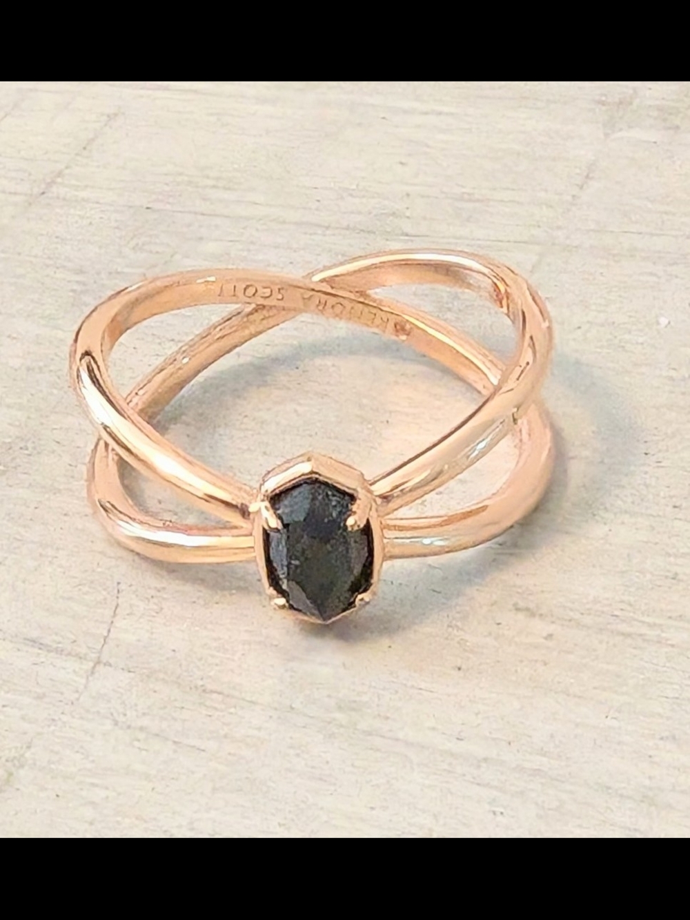 Elyse Rose Gold And Black Double Band Ring by Kendra Scott Size 8